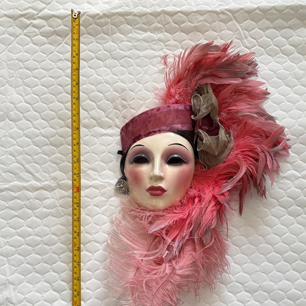 Elegant Pink Feathered Mask